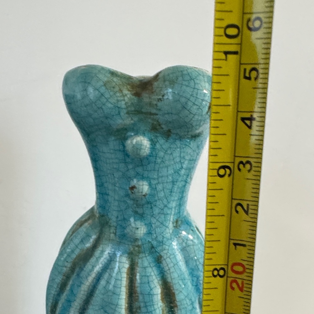 Vintage 1990s Blue Crackle Dress Silhouette Vase - Picture 7 of 7